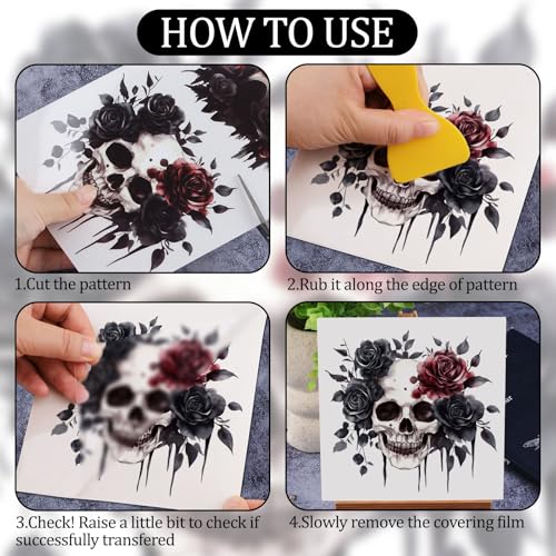 WANDIC 3 Sheets Rub On Transfer Stickers Gothic Pattern Decals Waterproof Stickers Furniture Craft Decals for DIY Scrapbooking Photo Albums Furnitures,15 * 30cm - color: Gothic Theme