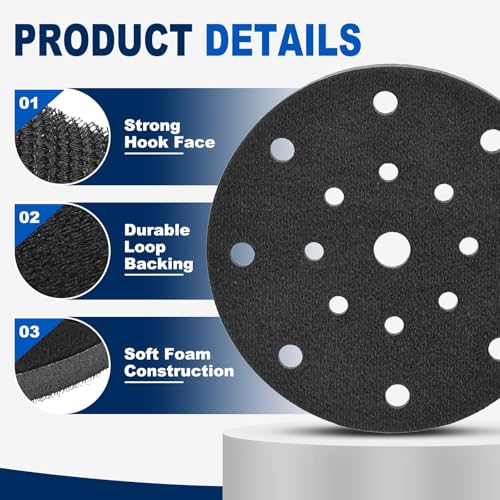 5Pcs 6 Inch Interface Pads, 17 Hole Foam Sanding Pads - size: 17 Hole
