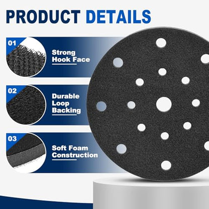 5Pcs 6 Inch Interface Pads, 17 Hole Foam Sanding Pads - size: 17 Hole