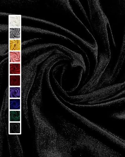 HOTGODEN Black Stretch Velvet Fabric by The Yard: 63" Wide 5 Yards 95% Polyester 5% Spandex Velvet Fabric for DIY Sewing, Upholstery, Apparel, Costume, Craft - color: Black, size: 5 Yard