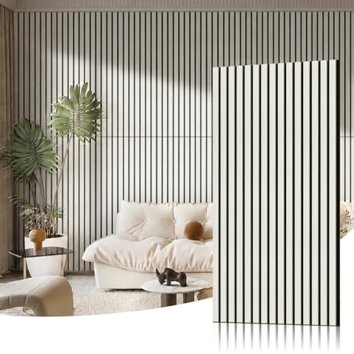 Wood Slat Acoustic Wall Panels, White, 2 Pack, 47.2 x 23.6 in - color: White, size: 2-Pack