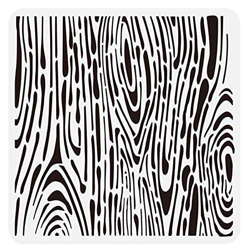 FINGERINSPIRE Wood Grain Stencils Template 11.8x11.8inch Plastic Wood Grain Drawing Painting Stencils Square Reusable Stencil for Painting on Floor, Wall and Tile - color: Wood Grain