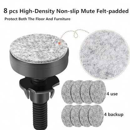 4 Pcs 3/8"-16 Adjustable Thread Furniture Feet Levelers