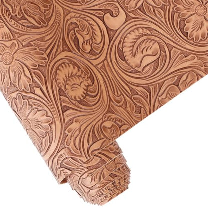 54 x 11.8 Inch Flower PU Leather Rolls Floral Embossed Sheet - color: Peru 2
