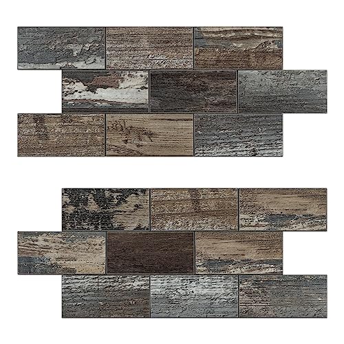 20-Sheet Rustic Wood Peel and Stick Subway Tile for RV Vanity - color: Old Wood Wood Grain