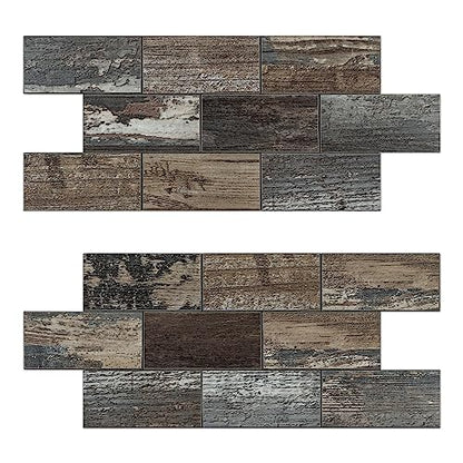 20-Sheet Rustic Wood Peel and Stick Subway Tile for RV Vanity - color: Old Wood Wood Grain