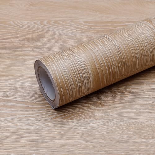 Peel and Stick Wallpaper Natural Oak Wood Grain Contact Paper Thicken Textured for Cabinets and Drawers Countertops Waterproof Self Adhesive Vinyl 11.8" x 393" - color: Natural Oak, size: 11.8"W x 393"L