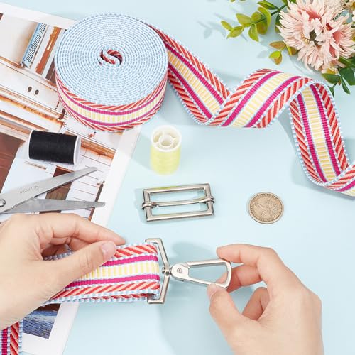 BENECREAT 5 Yards Polyester Jacquard Webbing, 1.5 inch Wide Strap Flat Sewing Woven Ribbon for Clothing Accessories, Camellia