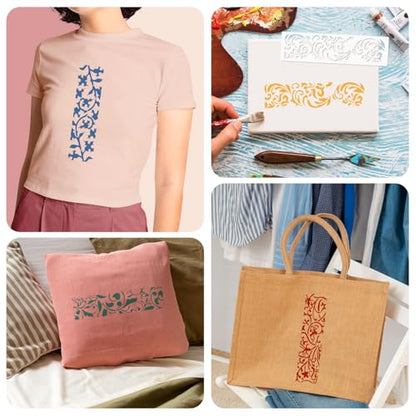 12 Pieces Border Stencils for Painting, Reusable Leaf Template for Painting
