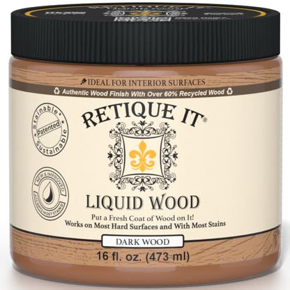 Retique It Liquid Wood - Dark Wood Pint - Paint and Stain It - Stainable Fiber Paint - Put a Fresh Coat on It (16 Fl Oz) - color: 3 Dark Wood, size: 16 Fl Oz (Pack of 1)