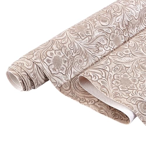 BENECREAT 1 Yard Faux Leather Fabric, 53.9 Inch Wide Embossed Faux Leather Sheets, Craft Fabric for Upholstery Furniture Seat, Handmade DIY Projects (Gray) - color: Gray