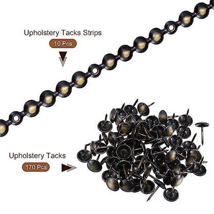 uxcell 10Pcs Upholstery Tacks Strips Nail Trims 1Meter 11mm Black Gold - color: Black-gold