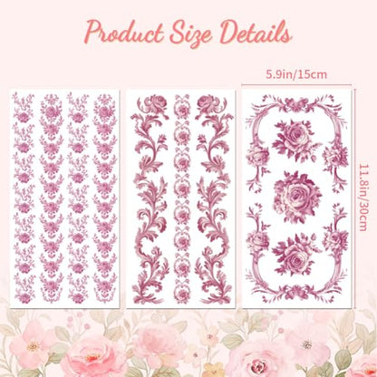 Peacoblue Purple Flower Border Rub On Transfers for Furniture Craft 6"x12" - style: Purple Flowers Border