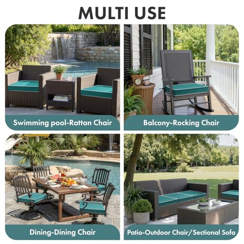 MIULEE Turquoise Outdoor Cushions 2 Pack,18.5x16x3 Inch Waterproof Cushions - color: Turquoise, size: 18.5 x 16 x 3 Inch