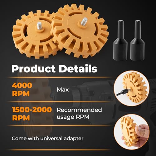 Gomake Eraser Wheel Decal Remover Tool Kit Rubber Eraser Wheel for Drill - size: 2 Pack Slotted