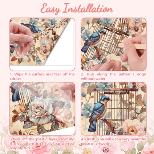 Peacoblue Vintage Birdcage Rub On Transfers for Furniture Craft 6"x12" - style: Vintage Birdcage