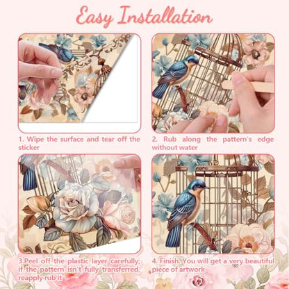 Peacoblue Vintage Birdcage Rub On Transfers for Furniture Craft 6"x12" - style: Vintage Birdcage