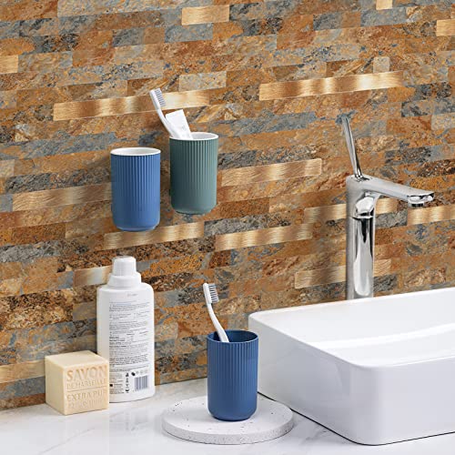 Midcard 10 Sheet Peel and Stick Backsplash PVC Wall Tile,for Kitchen Backsplash… - color: Rectangular Rusty Brown