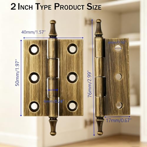 2 Inch Folding Butt Hinges, Brushed Bronze, 2Pcs - color: Brushed Bronze, size: 2 Inches