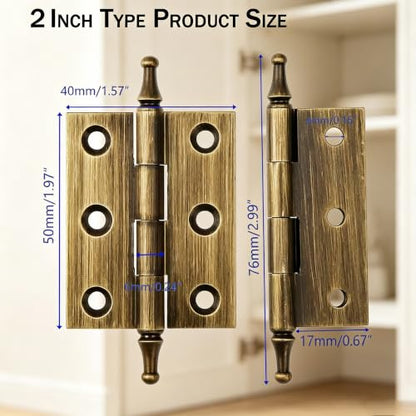 2 Inch Folding Butt Hinges, Brushed Bronze, 2Pcs - color: Brushed Bronze, size: 2 Inches