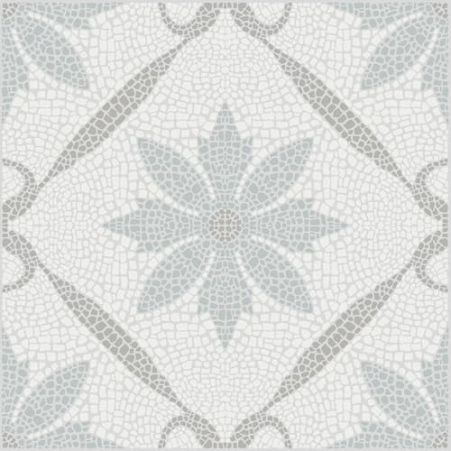 FloorPops Jamila Grey Peel and Stick Floor Tiles, Medallion Vinyl Floor Tiles, Water Resistant, 12 in x 12 in, Pack of 10 - color: Gray