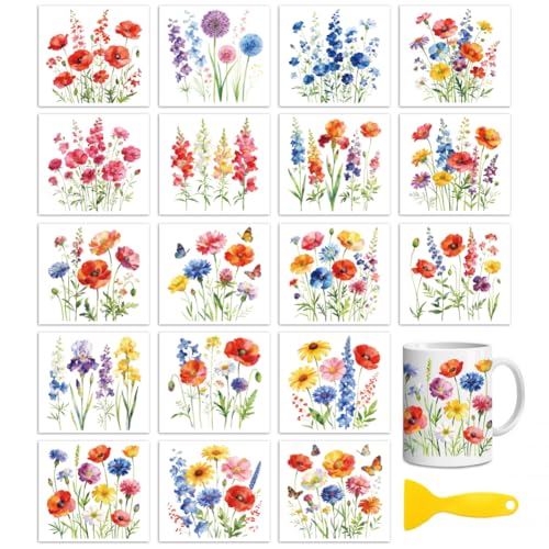 Peacoblue Wildflower Cluster Rub On Transfers for Craft, Transfer Sticker - style: Wildflowers and Flower Clusters