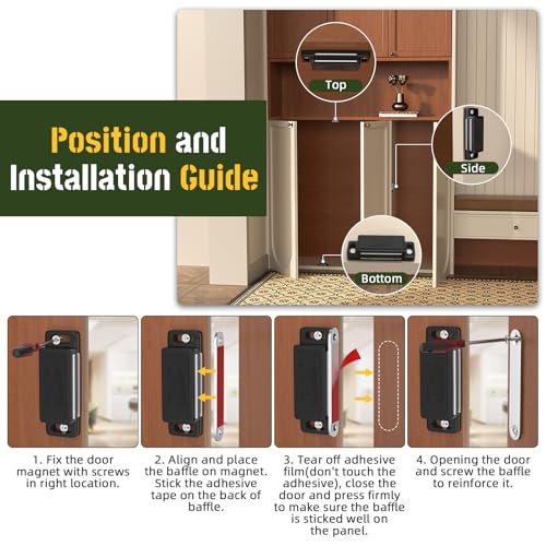 Jiayi 66 LB Cabinet Door Magnets Heavy Duty Magnetic Door Drawer Latch - color: Black