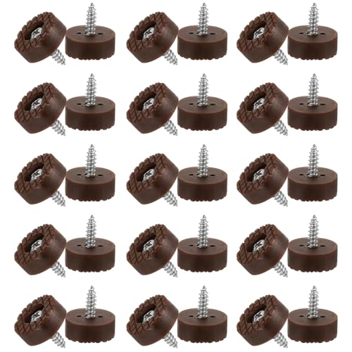 PATIKIL 0.7 Inch Screw-On Rubber Feet for Furniture, 32 Pcs Non Slip Furniture Pads Chair Glides Table Leg Protectors for Hardwood Floor Cutting Board Electronics, Brown - color: Brown, size: 0.7 Inch