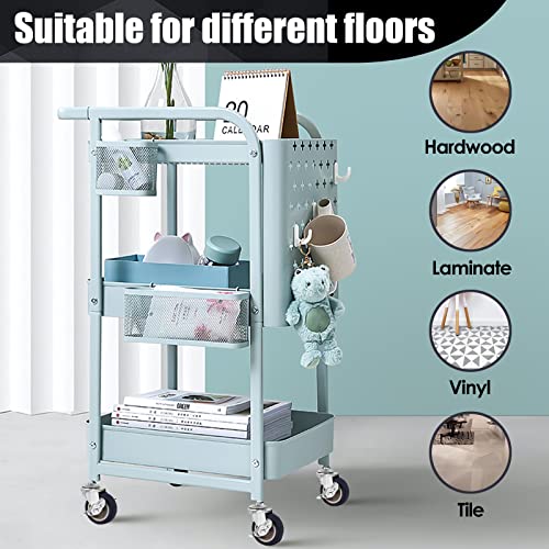 3 Inch Caster Wheels, Threaded Stem Casters Set of 4, Heavy Duty Wheel with Brake, Metric Size M8-1.25-25 (Screw Diameter 8mm, Screw Length 25mm) Casters for Wire Shelving, Furniture Dolly - style: M8-25