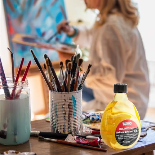 U.S. Art Supply Refined Linseed Oil, 500ml (16.9 oz) Fluid Medium - size: 16.91 Fl Oz (Pack of 1)