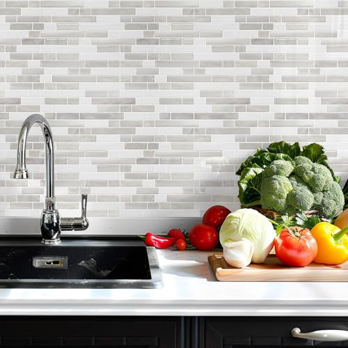 STICKGOO Thicker Peel and Stick Backsplash Tile for Kitchen and Bathroom - color: Light Brown＆Tan