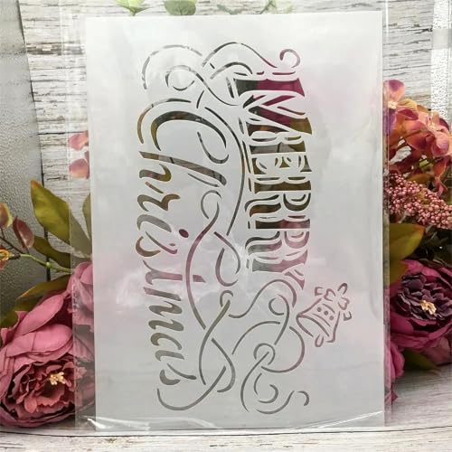 TIAMECH A4 Reusable Merry Christmas Stencil for Painting - style: Merry Christmas Words