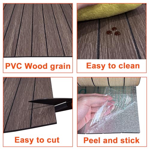 YU LI 3DH Peel and Stick PVC Slat Wall Panel 236"x15.75" Self-Adhesive Thick Faux Smoked Wood Grain Wallpaper Panel 3D Soundproof Wall Panels for Walls & Ceilings - color: Smoked, size: 15.8" x 236"