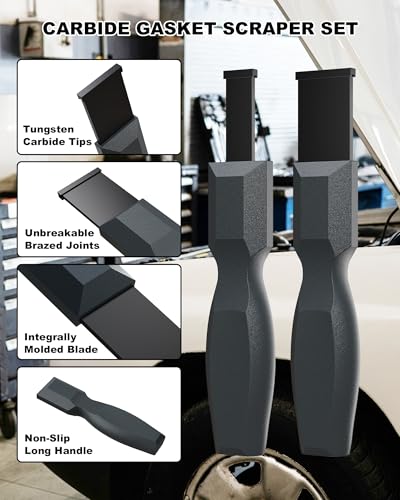 Super Carbide Gasket Scraper, 1-1/4 Inch and 5/8 Inch Carbide Scraper Tool for Automotive and Metal, 2-Piece Carbide Gasket Scraper Set for Removing Gasket, Carbon Buildup and Residue