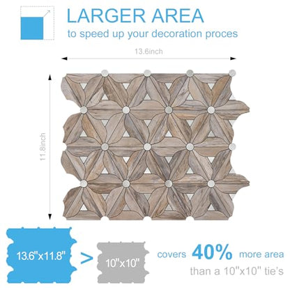 Peel and Stick Backsplash Tile, 10 Sheets Waterproof PVC Wall Tiles for Kitchen Bathroom, Thick Self Adhesive Stick on Backsplash, Covers 9.67 Sq.Ft. - color: Wood Mixed Silver Petal