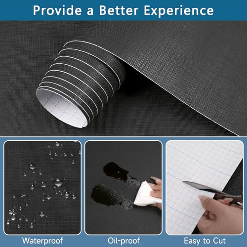 Self Adhesive Shelf Liner, 11.8" x 118.1" Peel and Stick Drawer Liner Black - color: Black, size: 11.8"W x 118.1"L