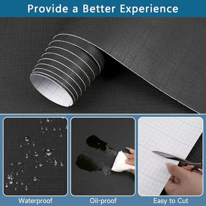 Self Adhesive Shelf Liner, 11.8" x 118.1" Peel and Stick Drawer Liner Black - color: Black, size: 11.8"W x 118.1"L