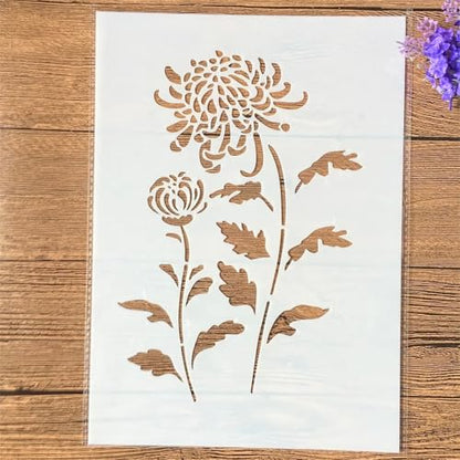 TIAMECH A4 Reusable Chrysanthemum Stencil for Painting - style: Two Daisy Tree