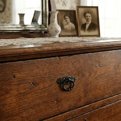 8 Pack Oil-Rubbed Bronze Ring Pulls, Single Hole Cabinet Hardware - color: Oil Rubbed Bronze