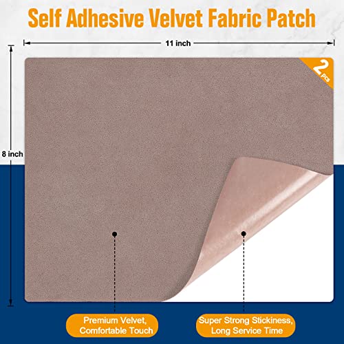 ILOFRI Fabric Couch Repair Patch Self Adhesive 8x11 inch 2PCS, Velvet Microfiber Flannel Sofa Repairing for Upholstery, Furniture, Loveseat, Car Seats, Office Chair, Cloth, Carpet - Beige - color: Beige
