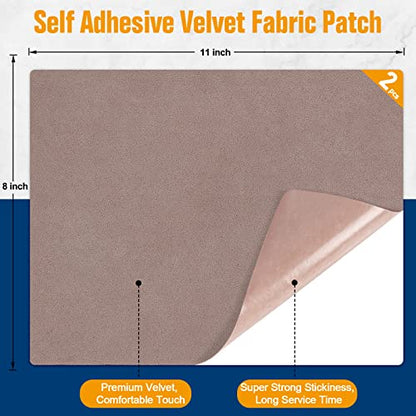 ILOFRI Fabric Couch Repair Patch Self Adhesive 8x11 inch 2PCS, Velvet Microfiber Flannel Sofa Repairing for Upholstery, Furniture, Loveseat, Car Seats, Office Chair, Cloth, Carpet - Beige - color: Beige