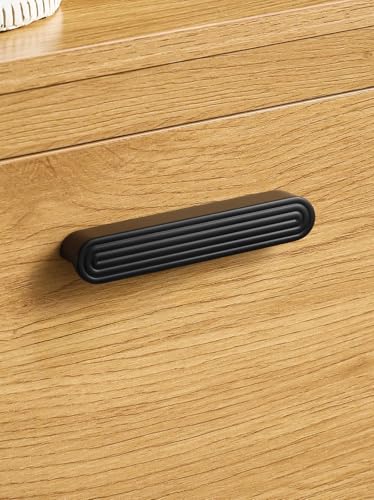 5 Pack Black Cabinet Pulls 5" Hole Center Drawer Pulls Circle Bathroom Dresser Handles Hardware Zinc Alloy - color: Black, size: 5 Inch Hole Centers