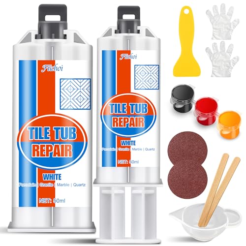 Ceramic Tile Repair Kit 3.4oz - Fix Chips, Cracks & Holes in Porcelain, Tub