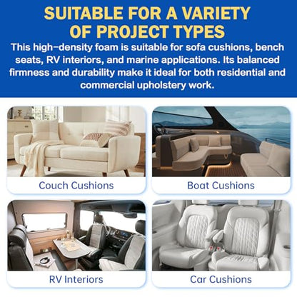 3"x24"x72" Upholstery Foam High Density Gel Memory Foam Cushion - size: 72"X24"x3