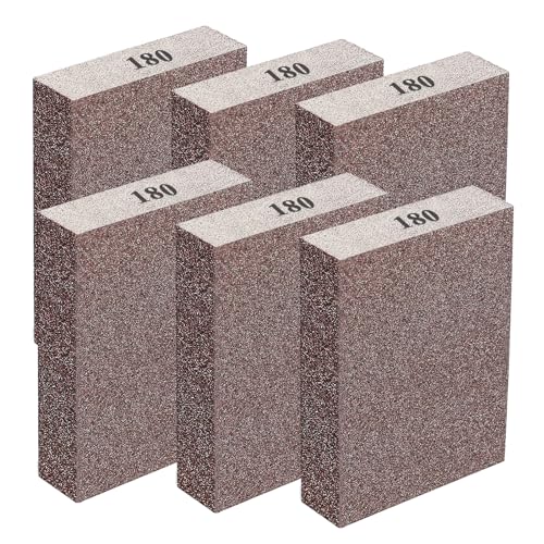 6Pcs Sanding Sponge 180 Grit Fine Blocks for Pot Brush Pan Brush Metal Sanding Wood Sanding Washable&Reusable N-G-001-180 - size: 180 Grit