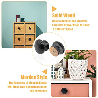 Wood Drawer Knobs, 1 Inch, Black, Mushroom Shape, 8PCS - color: Black, size: 1"/(8pcs)