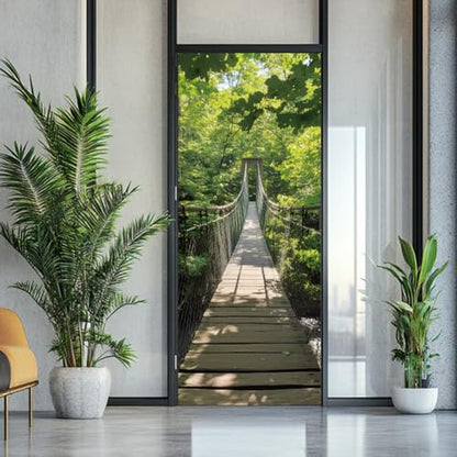 arricraft 2 Sheets Suspension Bridge Self-Adhesive Door Sticker, 31.5x78.7inch Bridge Pattern Door Murals Stickers PVC Removable Wallpaper Decoration for Bedrooms Living Room - style: Drawbridge