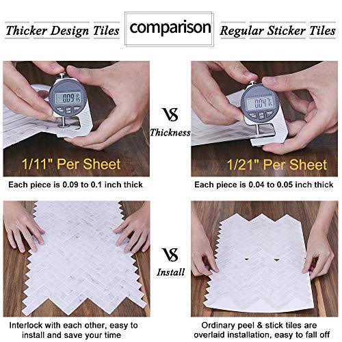 STICKGOO 10-Sheet Backsplash Peel and Stick Subway Tile(Thicker Design) - color: Dark Gray