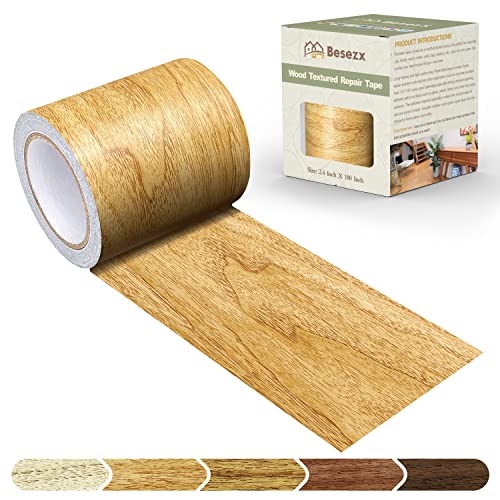 Besezx Wood Grain Repair Tape, 2.4" X15', Self Adhesive Wood Grain Repair Patch for Tables, Chairs, Baseboards, Doors, Windows, Floors, All Kinds of Furniture Renovation, Handicraft DIY. (Natural oak) - color: Natural Oak, size: 2.4" X15'