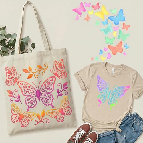 12Pcs Butterfly Stencil for Painting Reusable PET Painting Stencils Set Spring Drawing Templates for Wood Furniture Canvas Paper Fabric - color: Butterfly